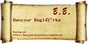 Benczur Boglárka névjegykártya